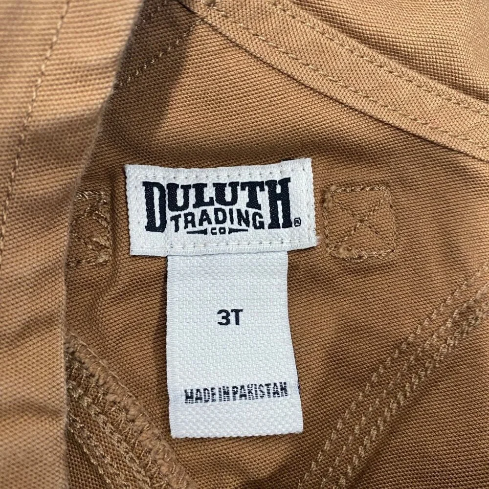 Duluth Trading Co. Kids 3T Brown Overalls Adjustable Straps Cotton Blend Cargo